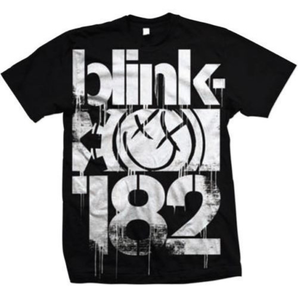Blink 182 3 Bars Logo Smiley Rock Pop Punk Music T-Shirt